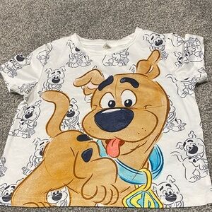 SHEIN White and Tan Cartoon Dog Tee